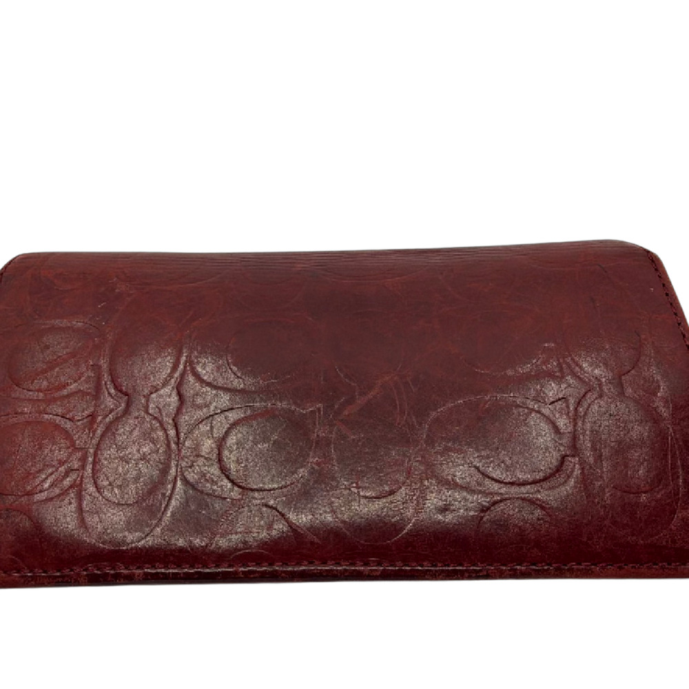 Coach Signature C Embossed Red Leather Wallet